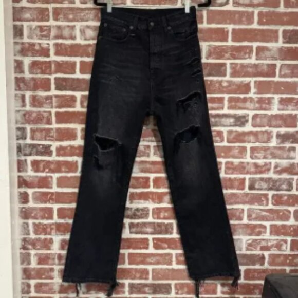 R13 Izzy Drop Crotch Jake Black Wash Loose Jean Size 27” EUC - Picture 1 of 7